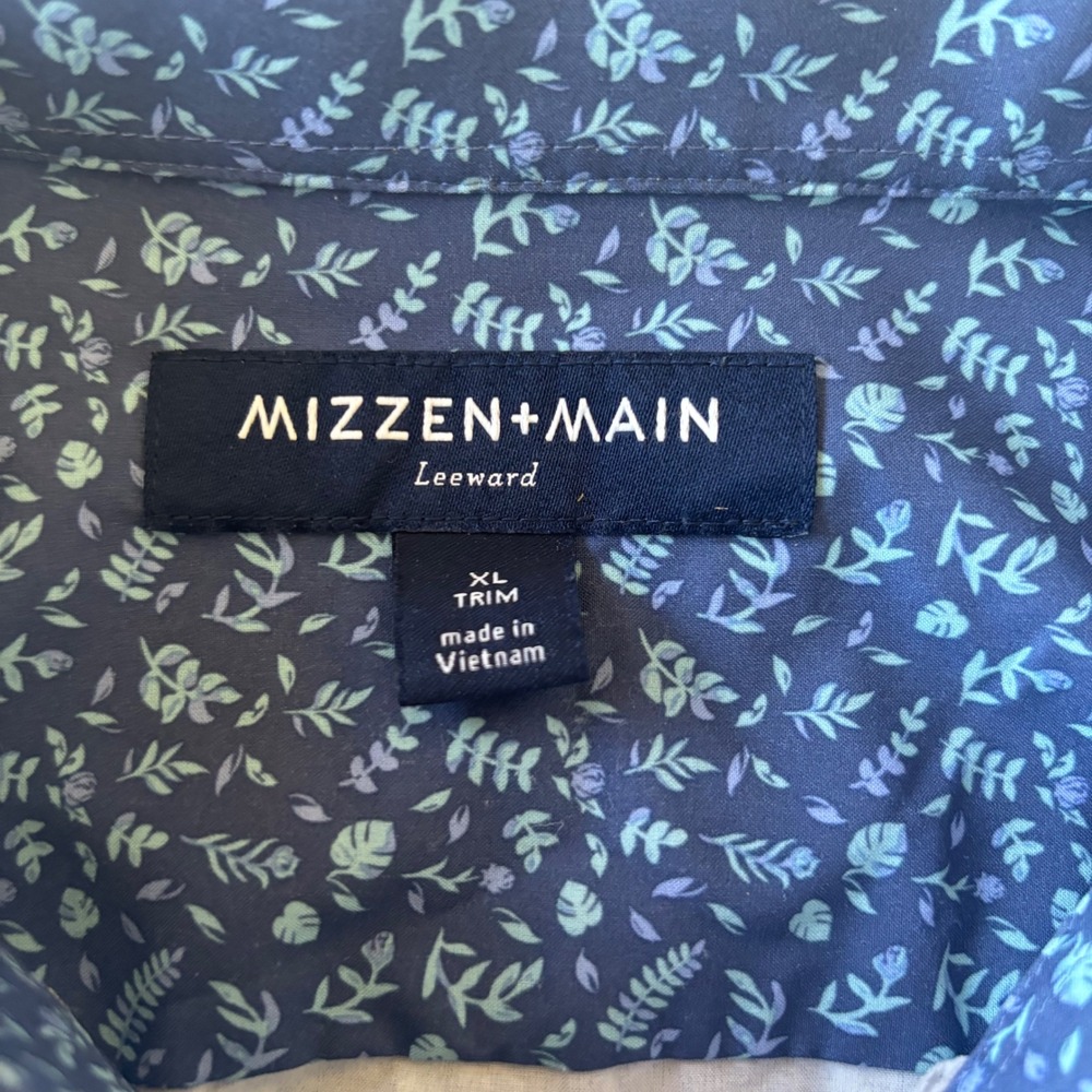 Mizzen+Main Leeward Trim Fit Short Sleeve Shirt XL Navy Blue Floral 1WS-0043-T - Picture 4 of 10